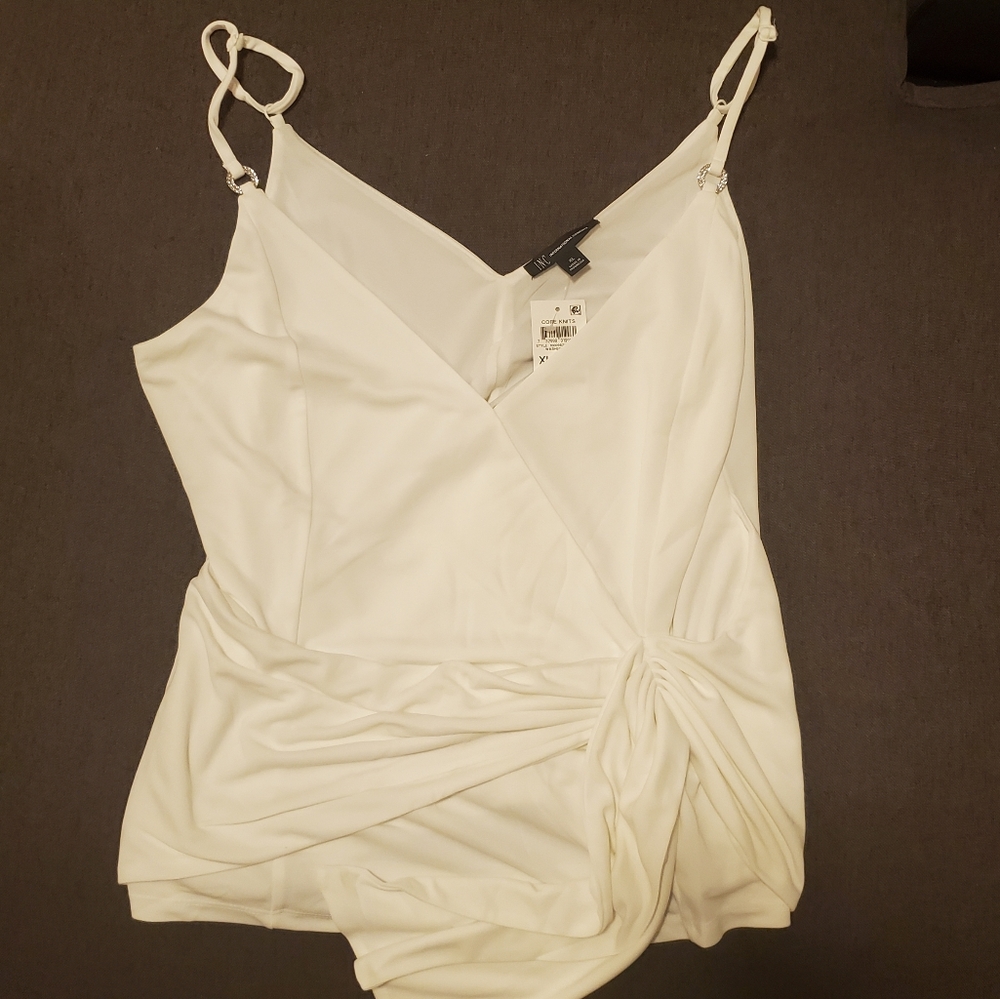 NWT INC Twisted Tie Front White Tank Top - Picture 5 of 8